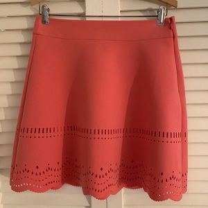 NWT Cutest Orange AT Loft Size 2  Skirt with unique etching and scallop hem.